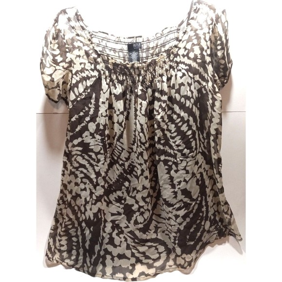 A N.A A New Approach Maternity Medium Brown Beige Sheer Top Blouse Camisole Boho - Picture 1 of 9